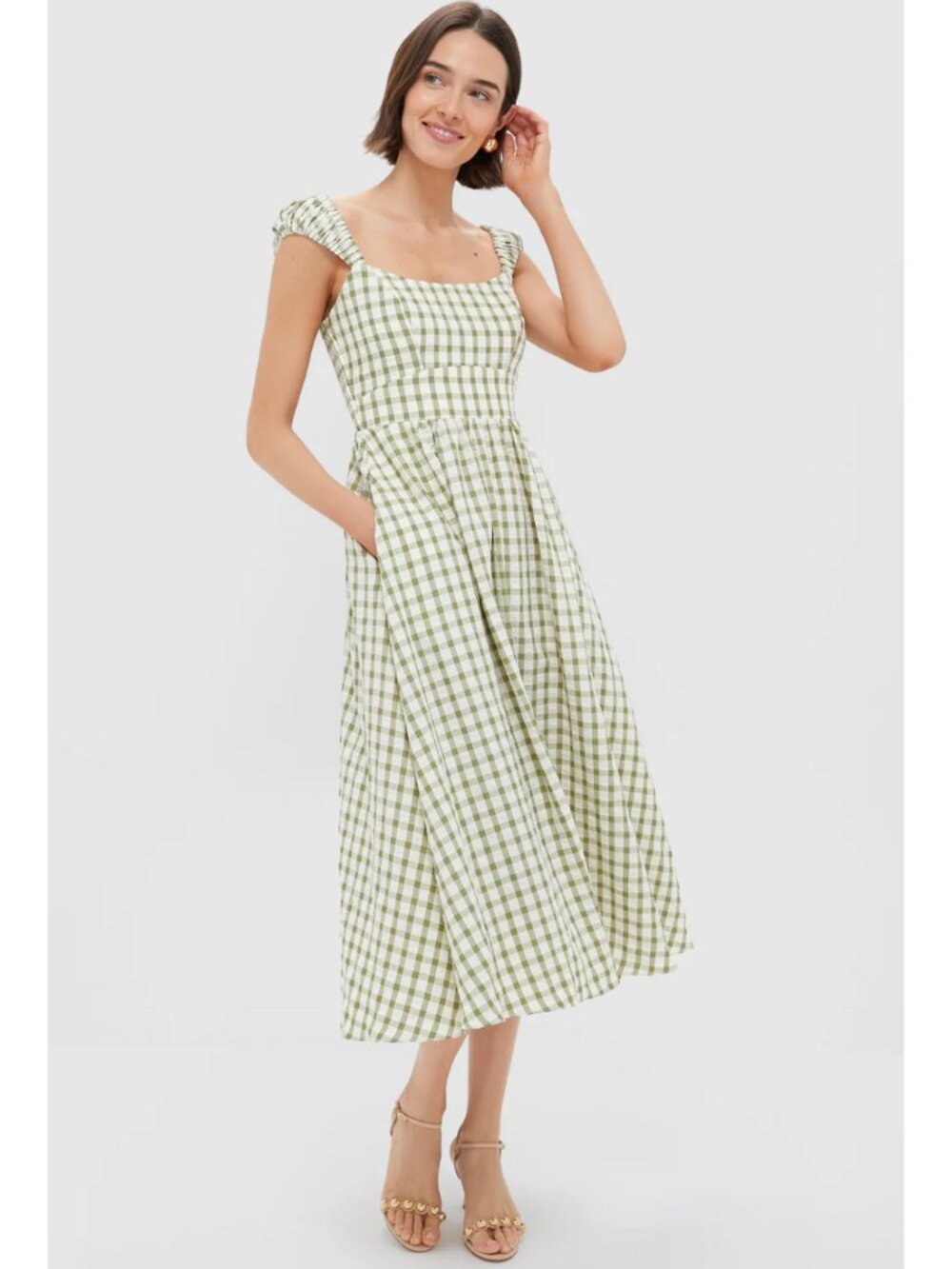 Tuckernuck Sage Gingham Seersucker Amy Dress NEW